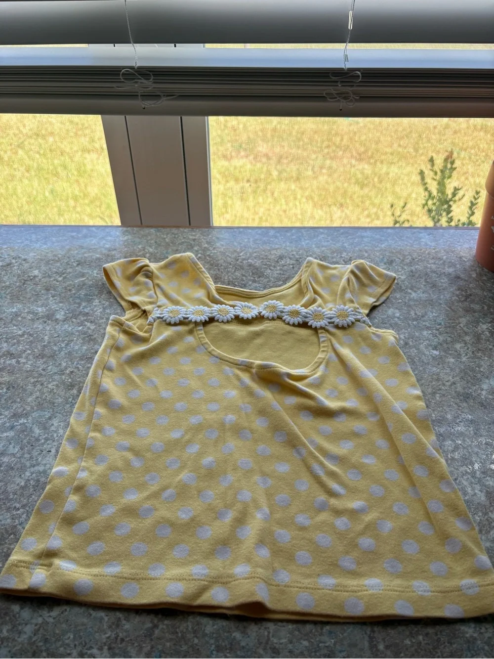Y2K Gymboree Yellow Polka Dot Tee with White Daisy Trim